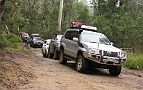 19-Convoy stops on the Vic-NSW border to check out the depth of the Murray River